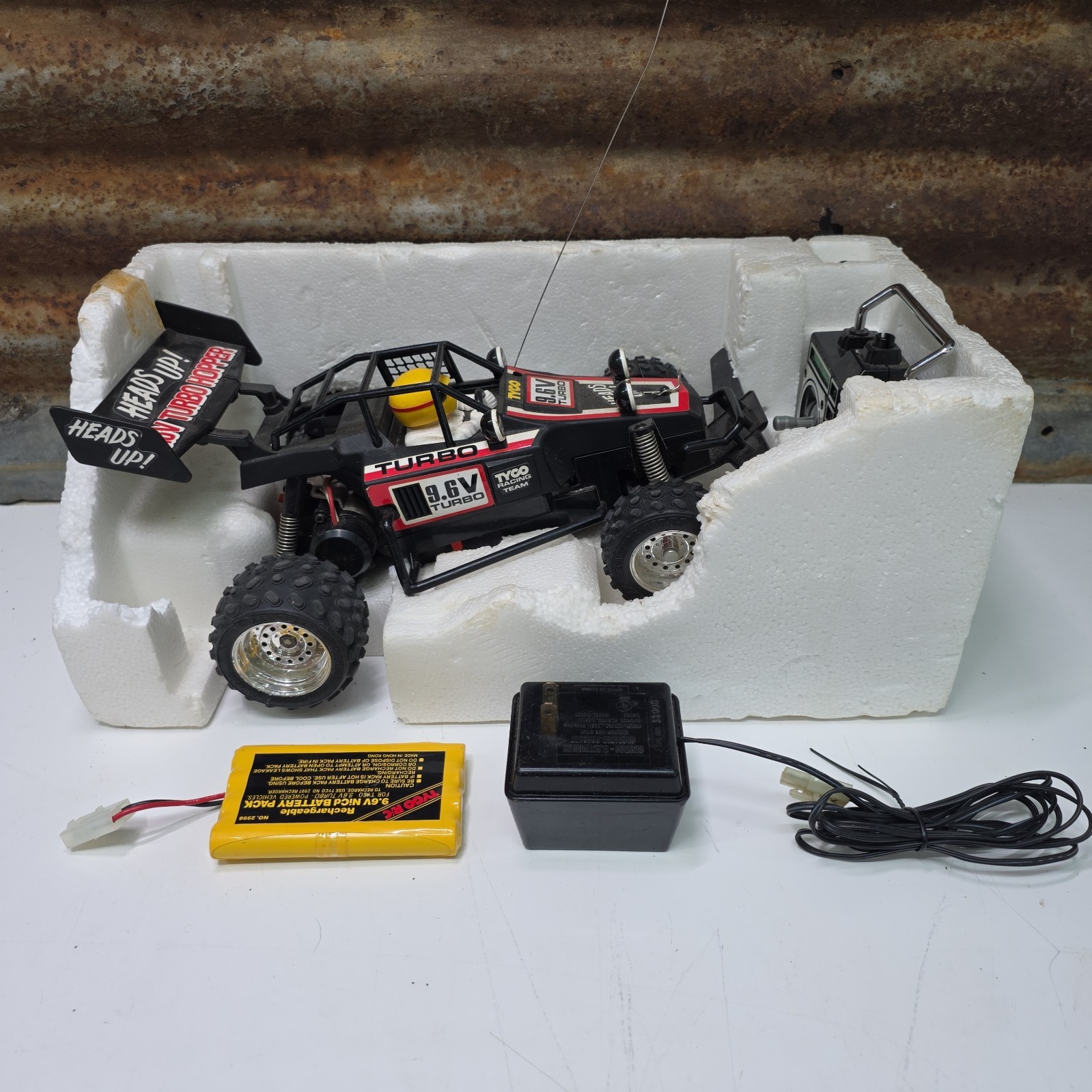 TESTED Vintage 1990 Tyco R/C 9.6V Black Heads Up Turbo HOPPER With Insert TESTED Vintage 1990 Tyco R/C 9.6V Black Heads Up Turbo HOPPER With Insert