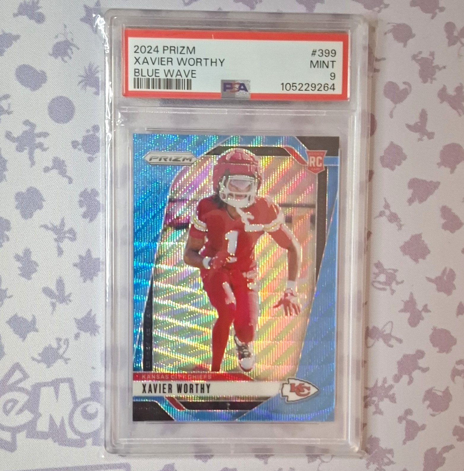 Panini 2024 Prizm Rookies Xavier Worthy #399 Blue Wave Prizm /230 PSA 9 RC