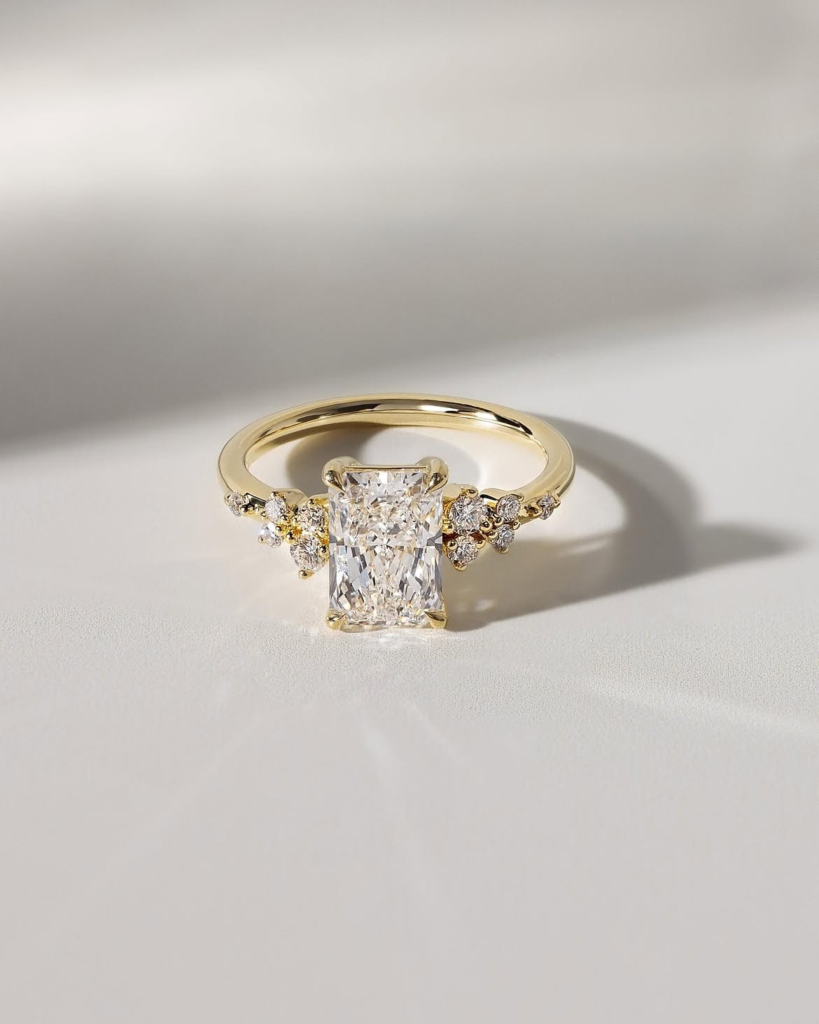 Luxury 3.00 Ct Radiant Cut Lab Grown Diamond Accent Engagement Ring 14K Gold