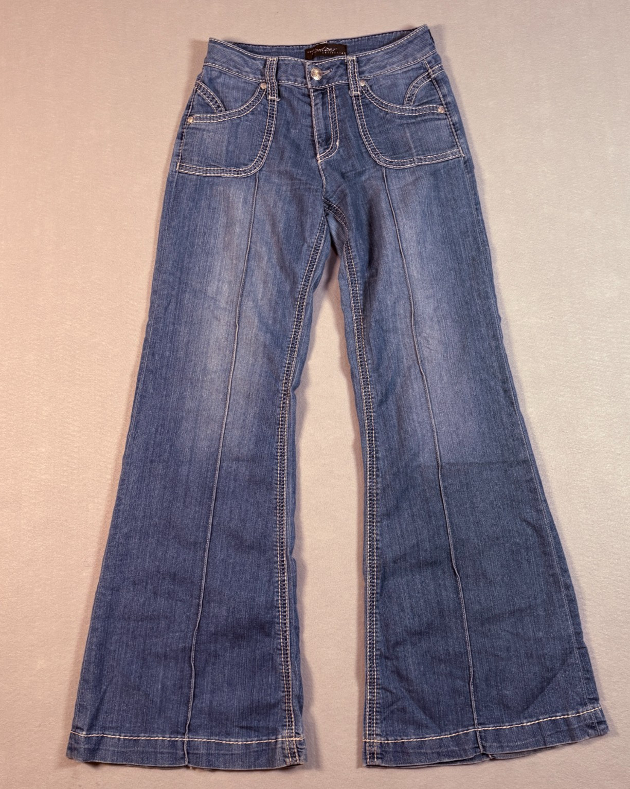 Vintage Cache Contour Collection Jeans Womens 6 Blue Flare Wide Leg Front Seam Vintage Cache Contour Collection Jeans Womens 6 Blue Flare Wide Leg Front Seam
