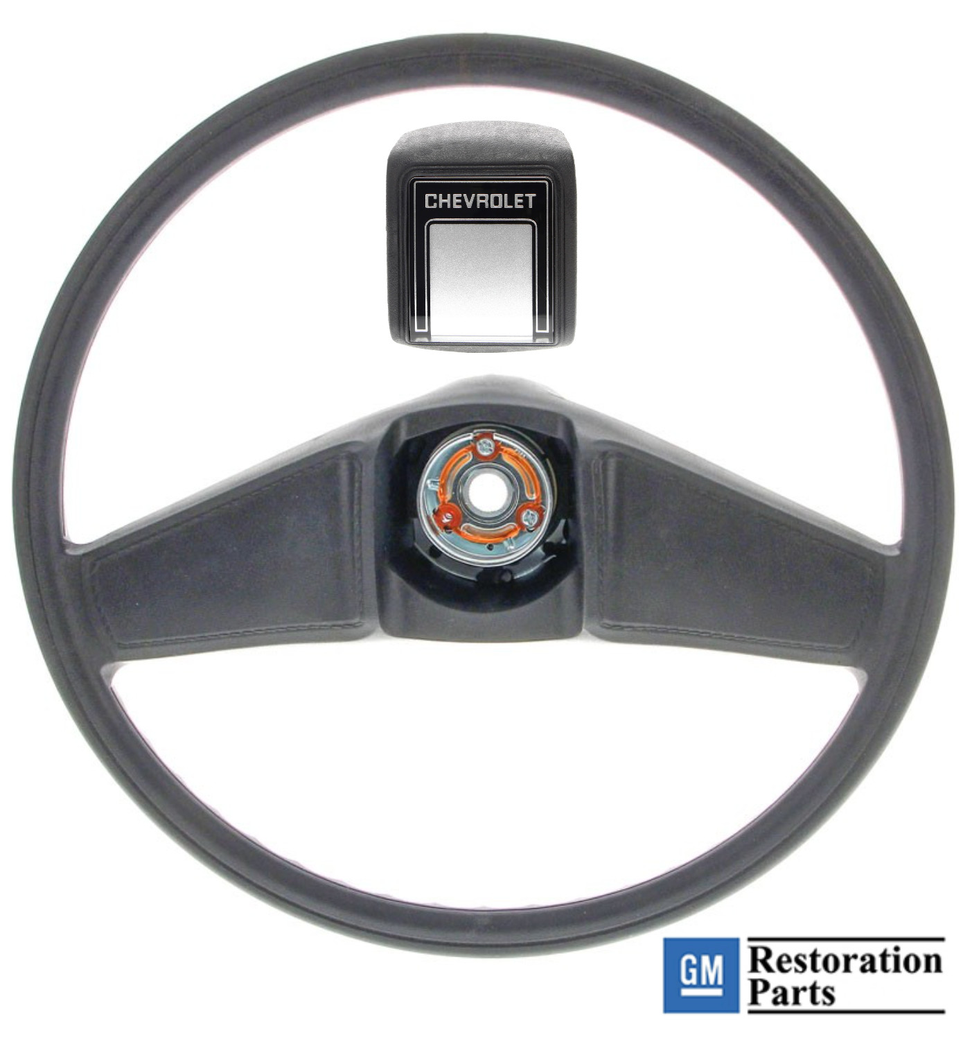 78-87 Chevy Truck Black Original Deluxe Steering Wheel w/Silver Horn Cap