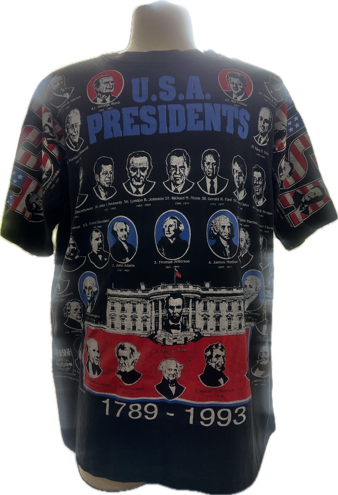 Rare Vintage 1993 Kacy USA Presidents Graphic Tee XL