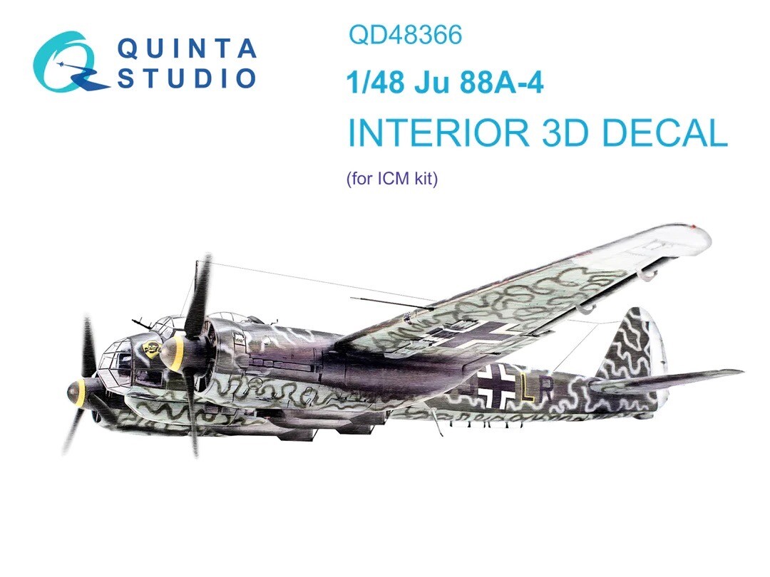 1/48 Quinta Studios 3D Interior Decal #48366 Ju88A-4 For ICM Kit