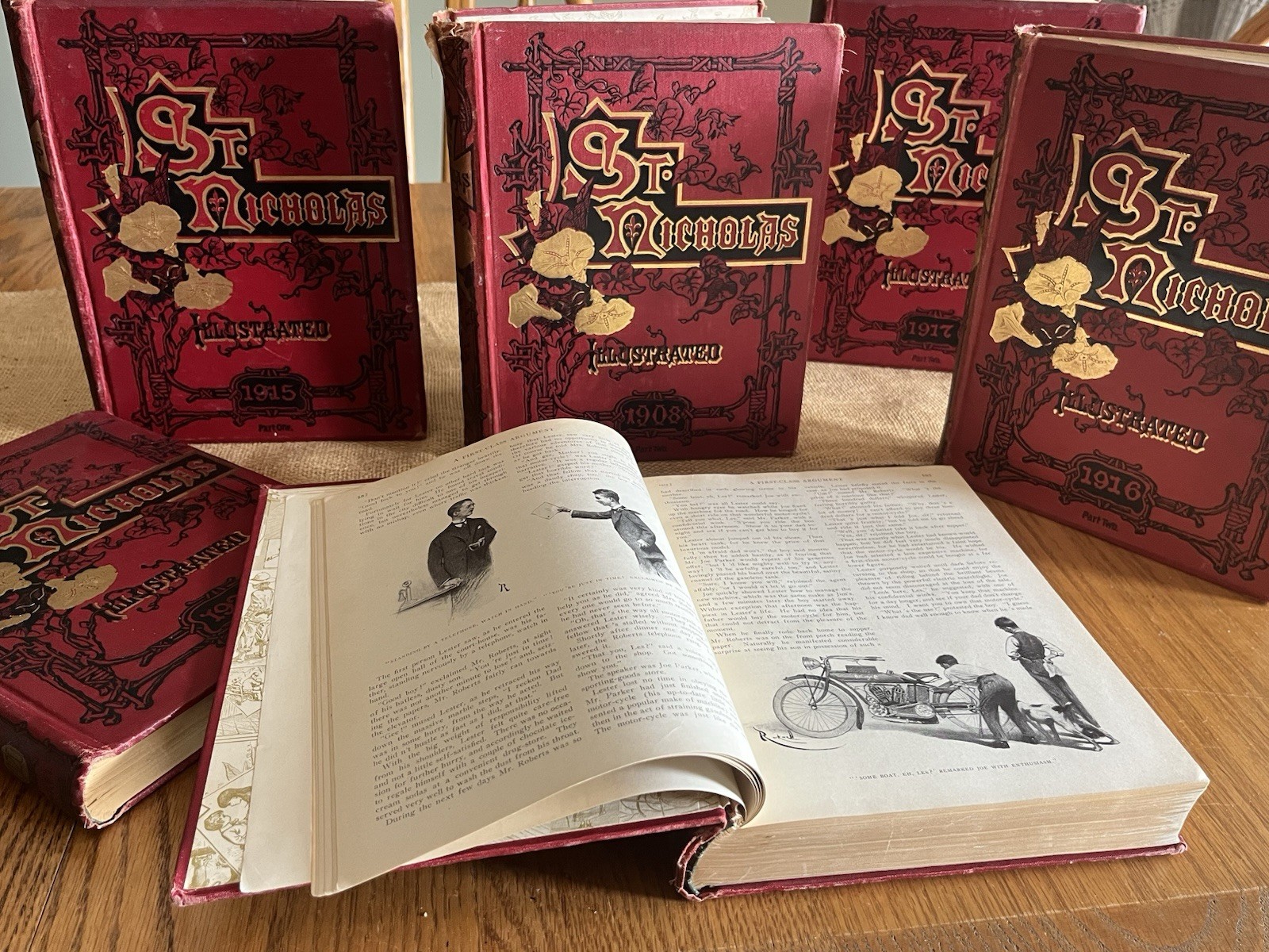 Antique St. Nicholas Magazine 6 Bound Volumes-Books, Century Co.  (1908–1920)