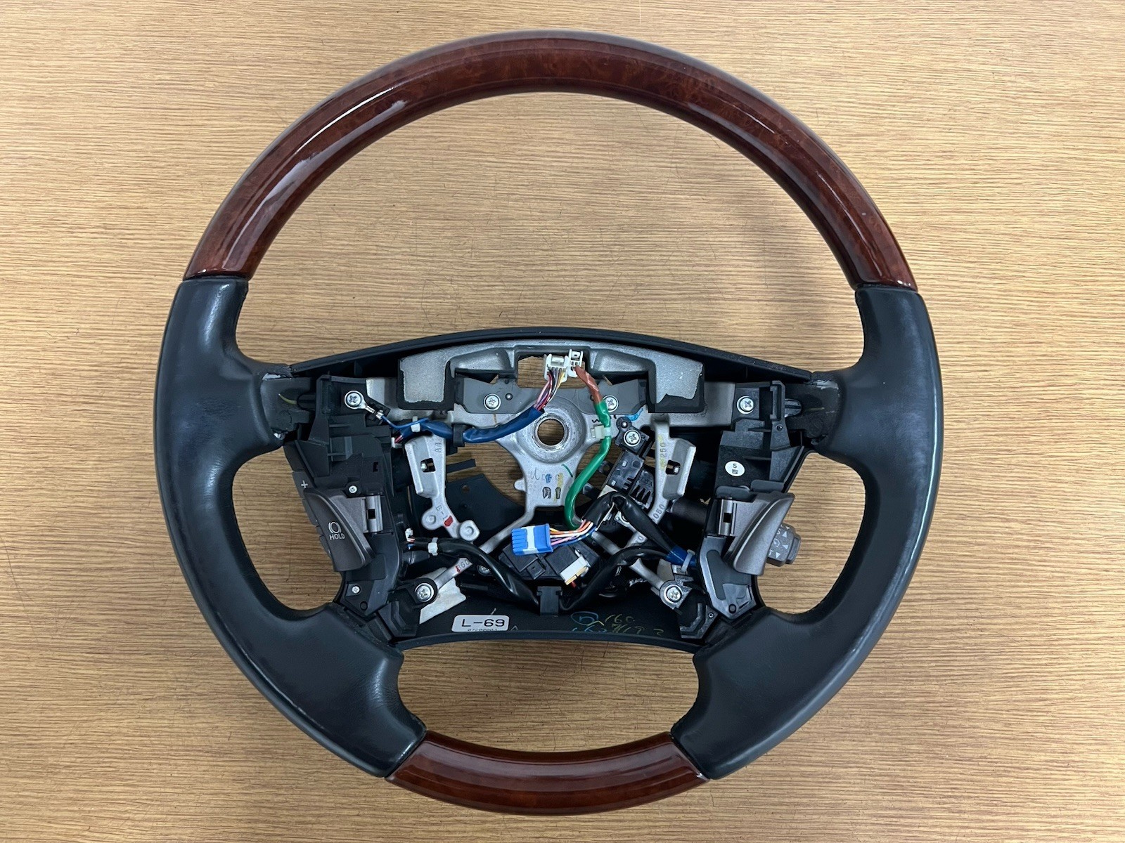 2007-2012 LEXUS LS460 LS600HL WOODGRAIN LEATHER STEERING WHEEL OEM