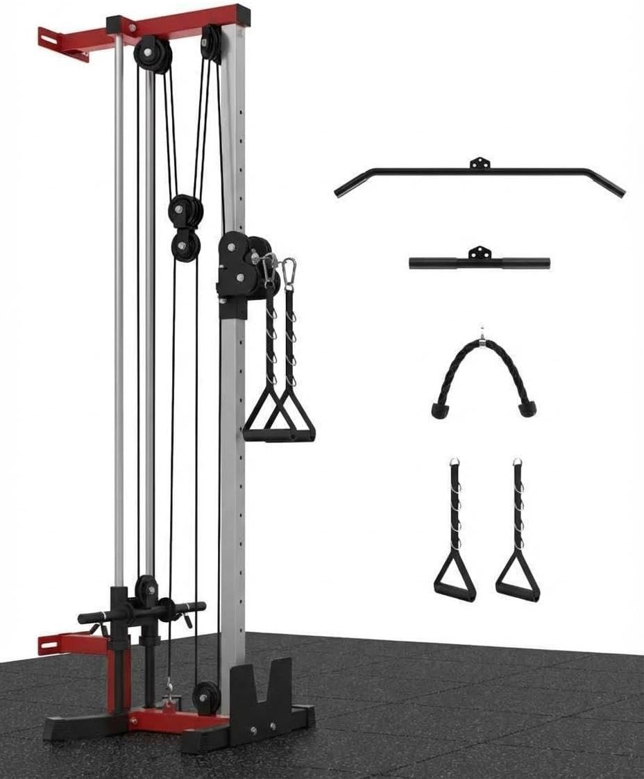 Dual Pulley Wall Mounted Cable Machine 19 Positions 400LB Home Fitness Equipment