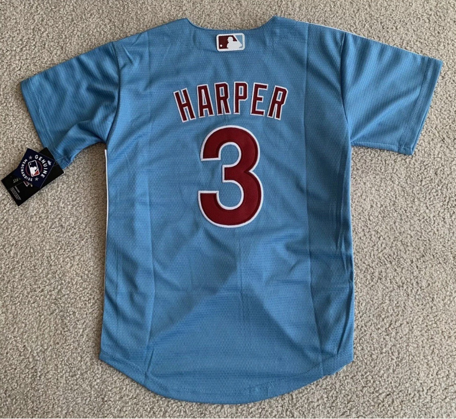 Bryce Harper #3 Philadelphia Phillies Powder Blue Jersey FULL SIZE NEW