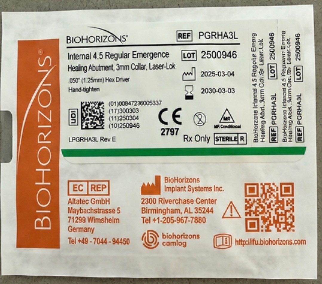 New BioHorizons Internal Hex 4.5 Regular Healing Abutment 3mm Tall Green Healer New BioHorizons Internal Hex 4.5 Regular Healing Abutment 3mm Tall Green Healer