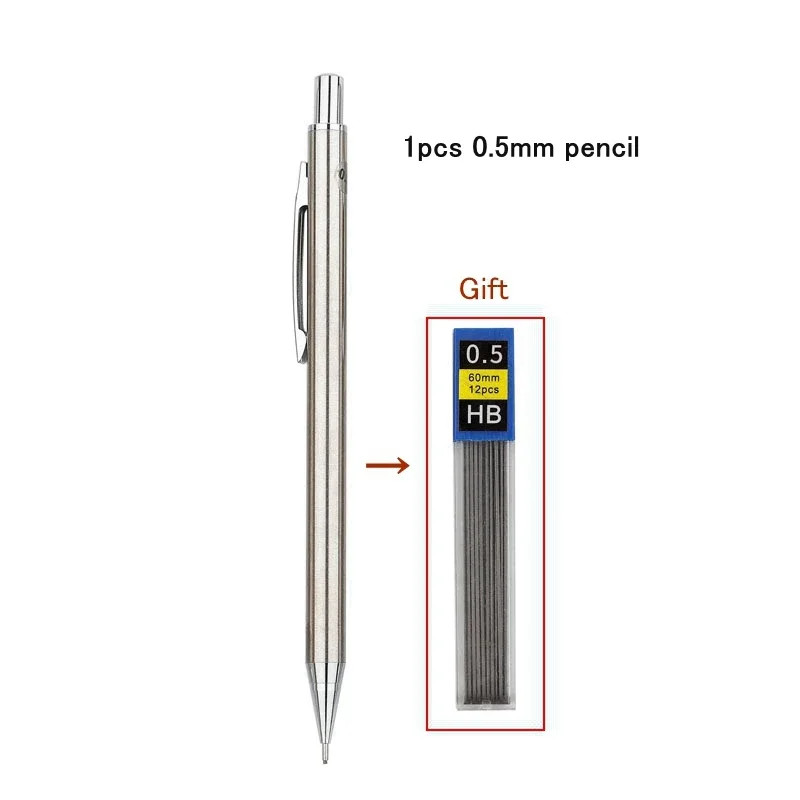 Full Metal Mechanical Pencil Set 0.3 0.5 0.7 0.9 1.3 2.0Mm HB Automatic Pencil w
