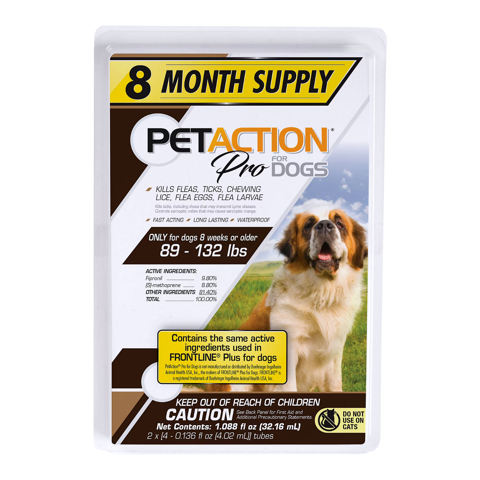 Pet Action Pro For Dogs XL Flea, Tick, Lice Treatment 89-132 lbs. 8 Month Supply Pet Action Pro For Dogs XL Flea, Tick, Lice Treatment 89-132 lbs. 8 Month Supply