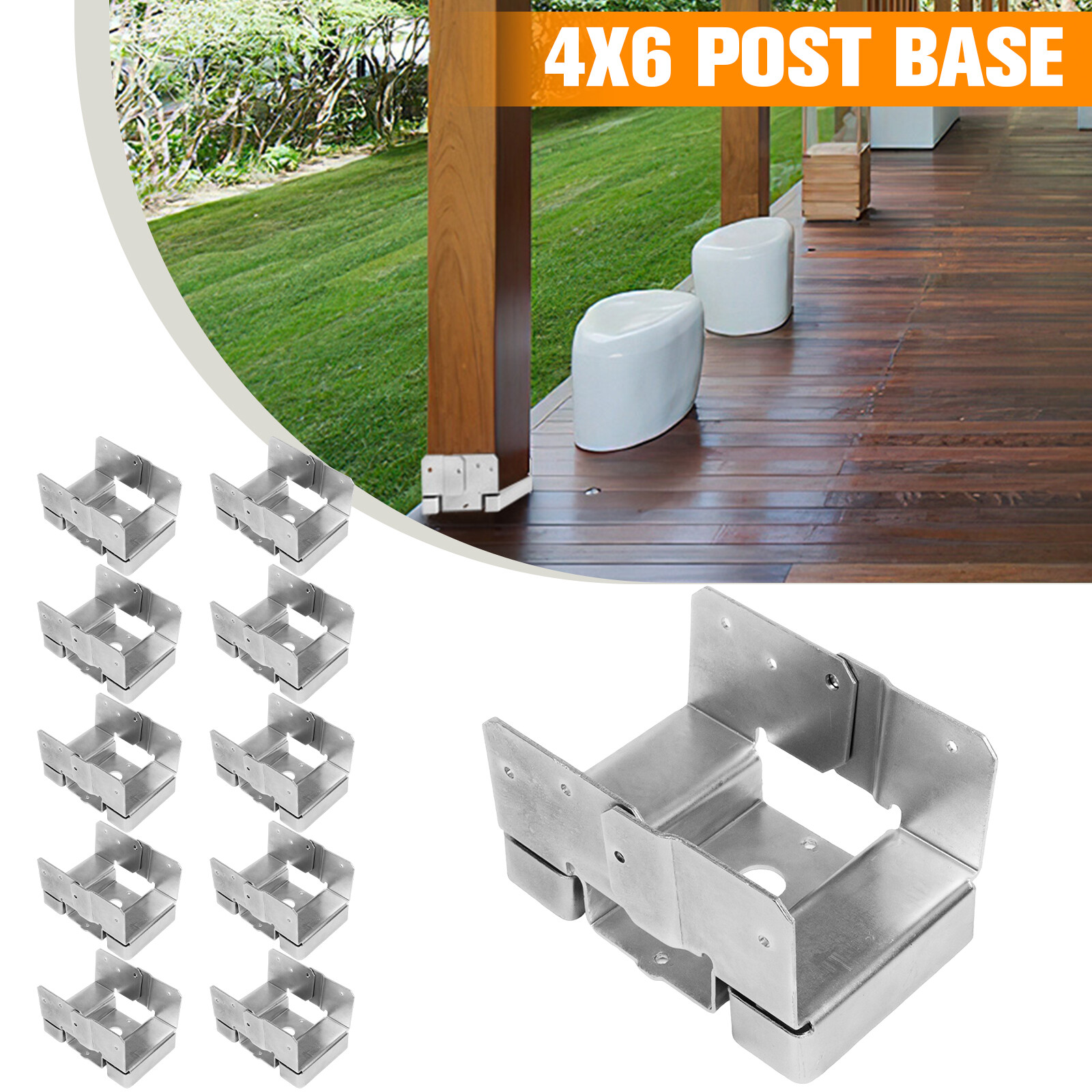 10PCS 4x6 Heavy Duty Post Base for Concrete w/ 1-inch Standoff for Pergola/Patio