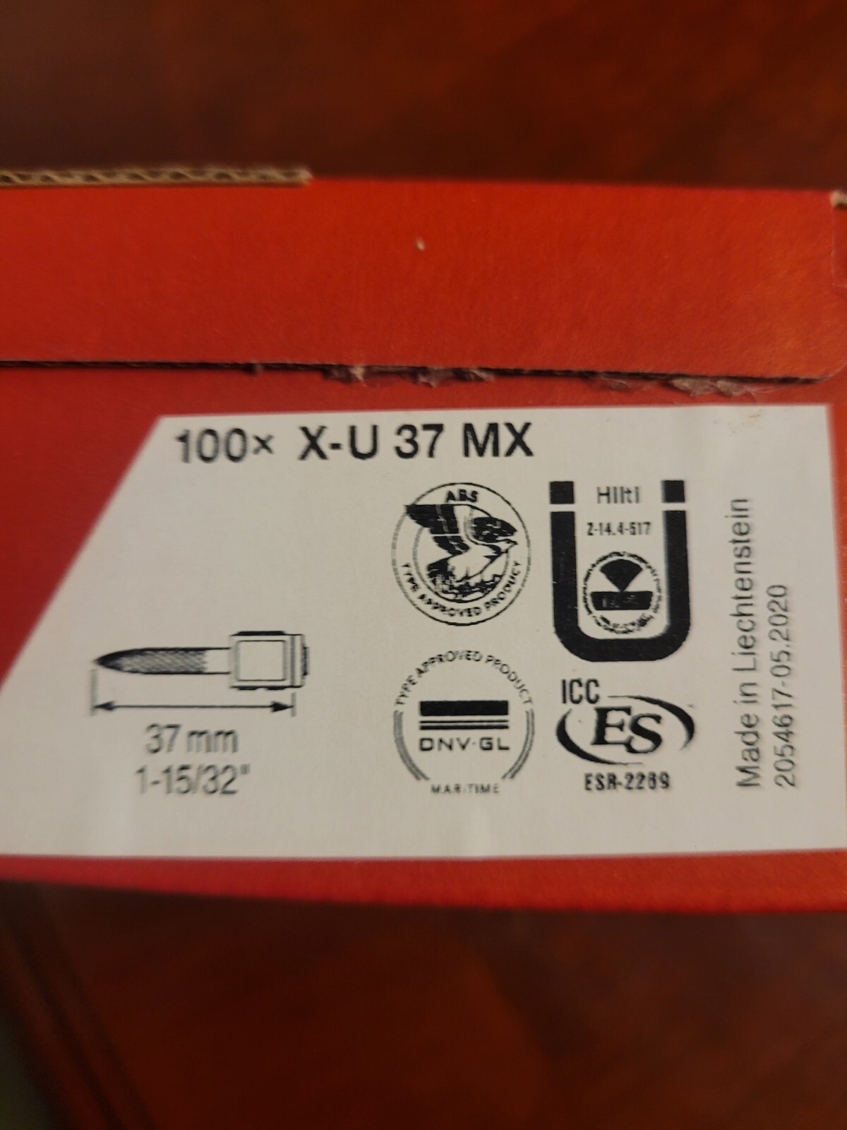 Hilti X-U 37 MX - 237349 - 1 7/16 Hilti X-U 37 MX - 237349 - 1 7/16