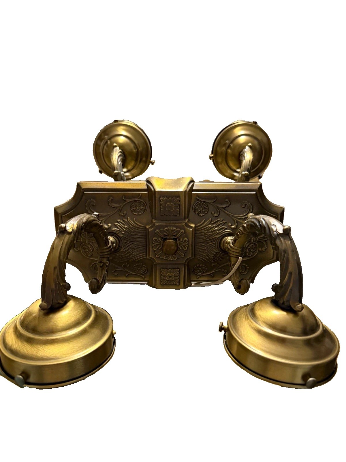 Set of 2 Bronze Metal/brass Wall Sconces mid 20th century vintage Set of 2 Bronze Metal/brass Wall Sconces mid 20th century vintage