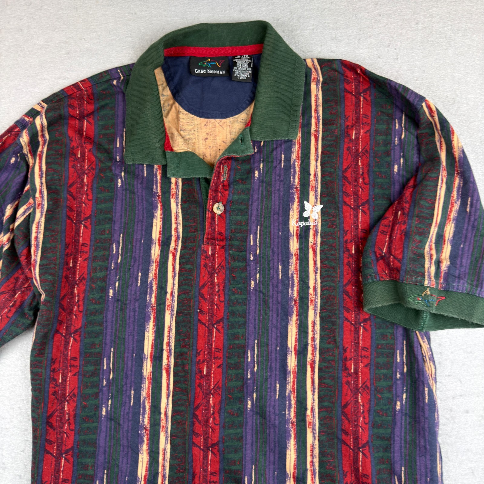 Vintage Greg Norman Polo Shirt Mens XL Abstract Kapalua Golf Hawaiian Cotton 90s Vintage Greg Norman Polo Shirt Mens XL Abstract Kapalua Golf Hawaiian Cotton 90s