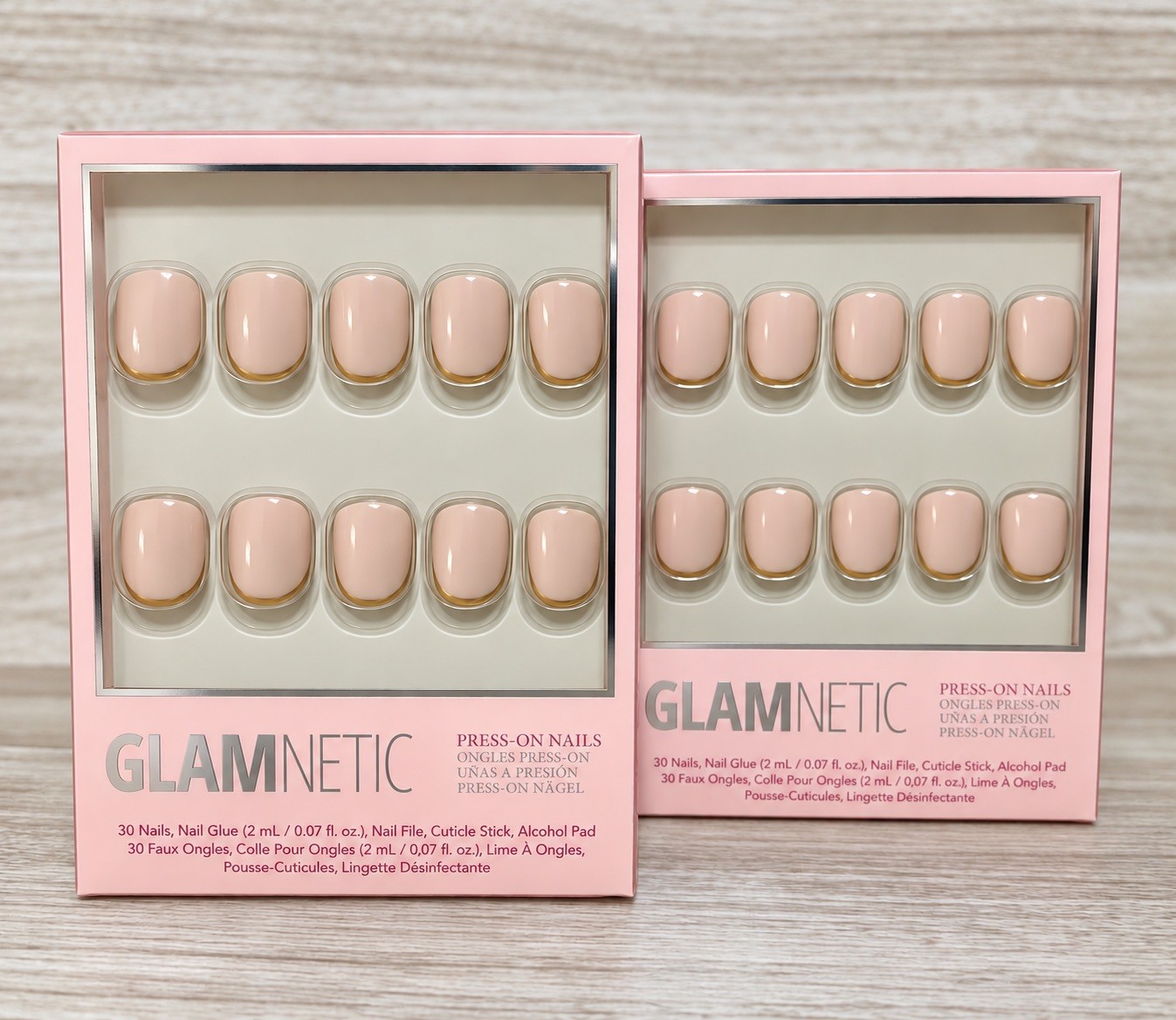 NEW Lot of 2 Sets Glamnetic Press-On Nails Pink Short Gold Quiet Luxury Nails NEW Lot of 2 Sets Glamnetic Press-On Nails Pink Short Gold Quiet Luxury Nails