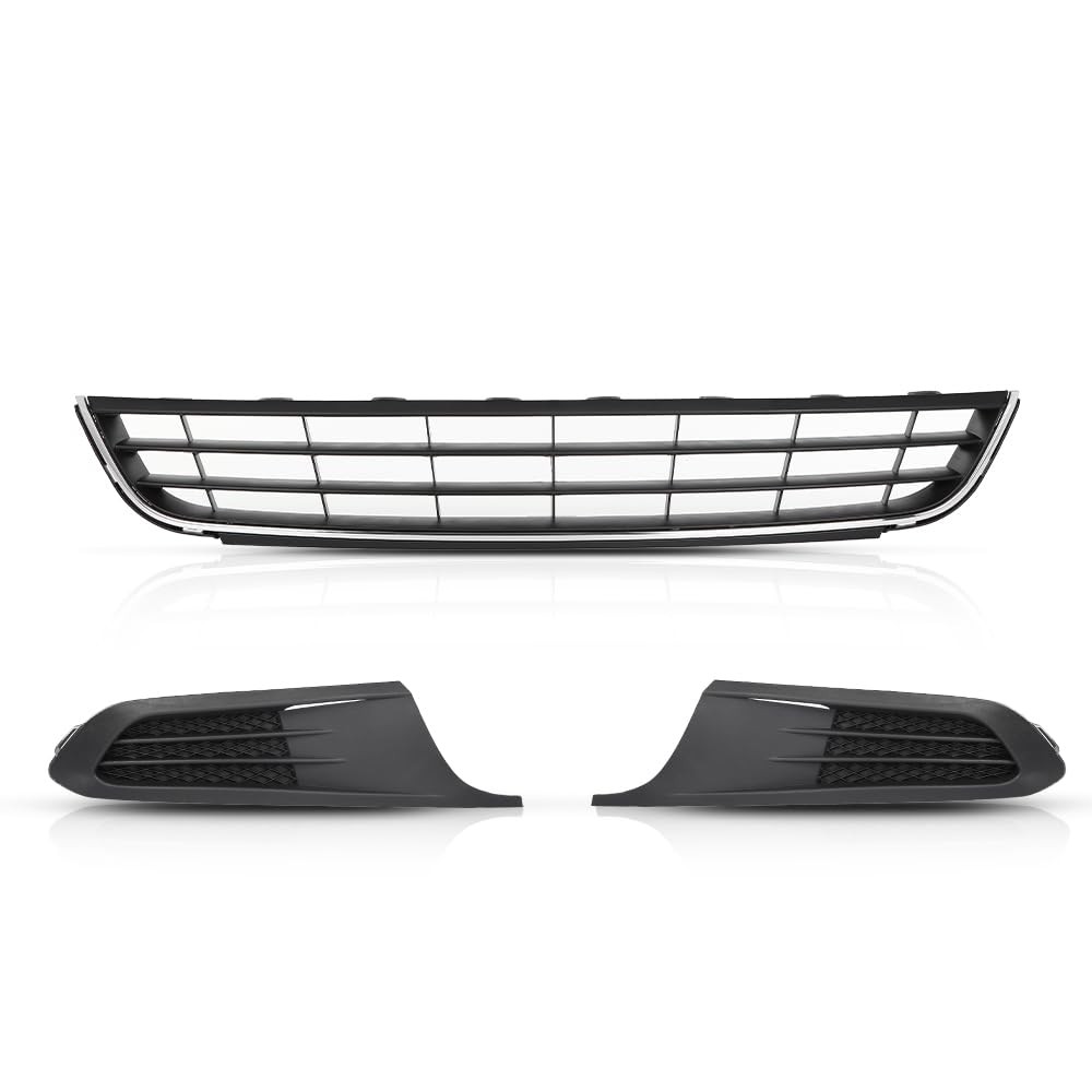 3PCS Front Bumper Lower Grille Chrome & Fog Light Bezel, VW1036120