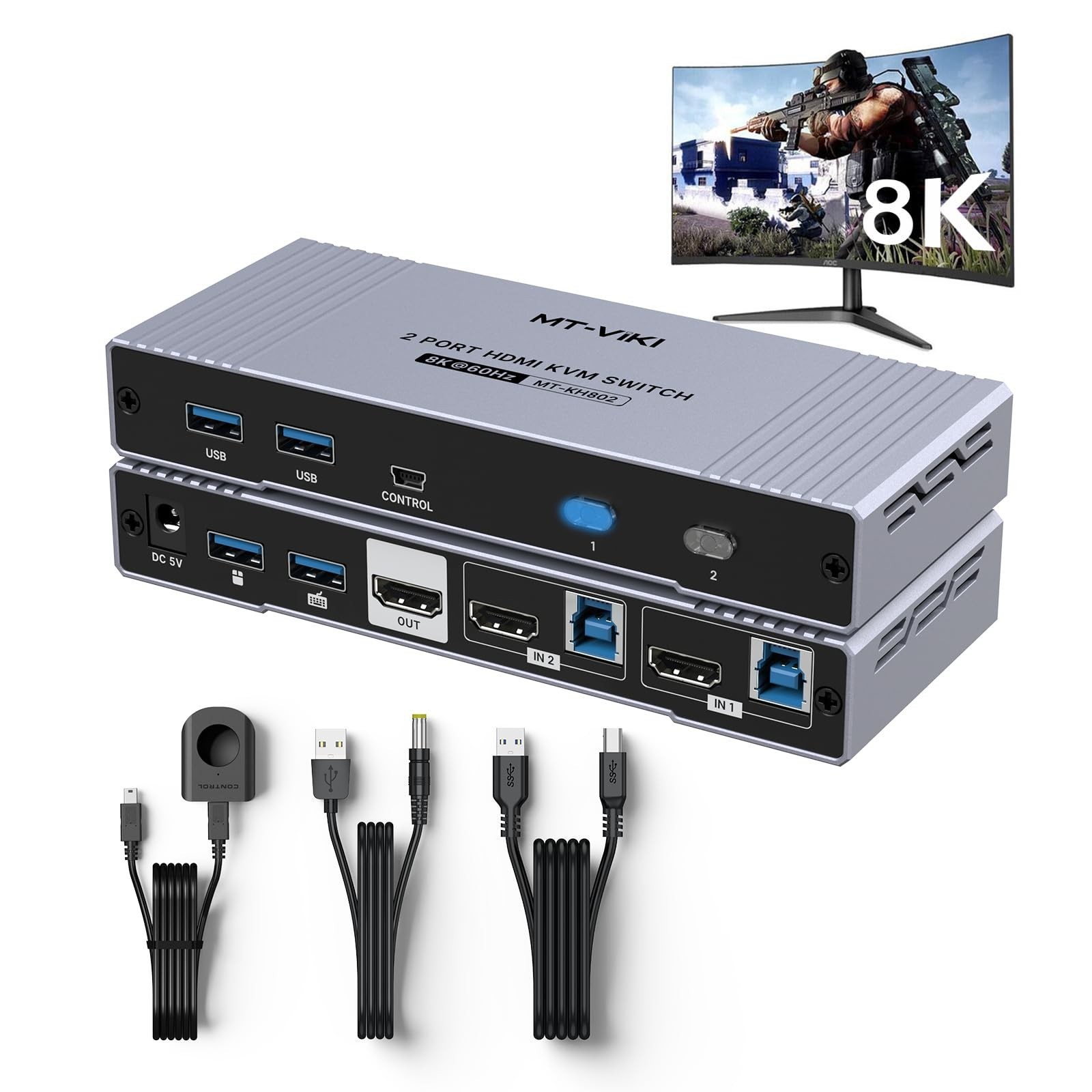 MT-VIKI 4K@144Hz USB 3.0 HDMI KVM Switch 2 Port 8K@60Hz, MT-VIKI Aluminum KVM... MT-VIKI 4K@144Hz USB 3.0 HDMI KVM Switch 2 Port 8K@60Hz, MT-VIKI Aluminum KVM...
