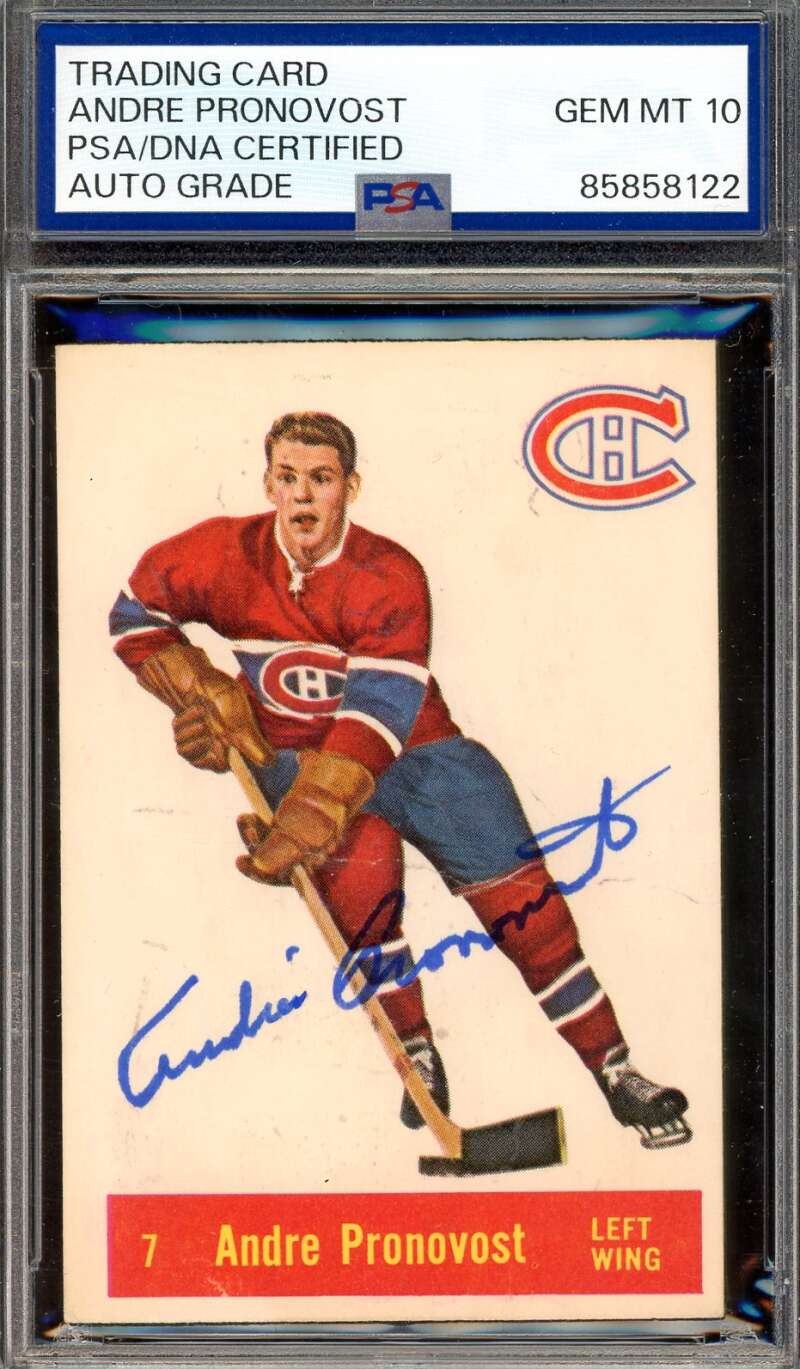 Andre Pronovost Gem Mint 10 PSA DNA Signed 1957-58 Parkhurst Rookie Autograph Andre Pronovost Gem Mint 10 PSA DNA Signed 1957-58 Parkhurst Rookie Autograph