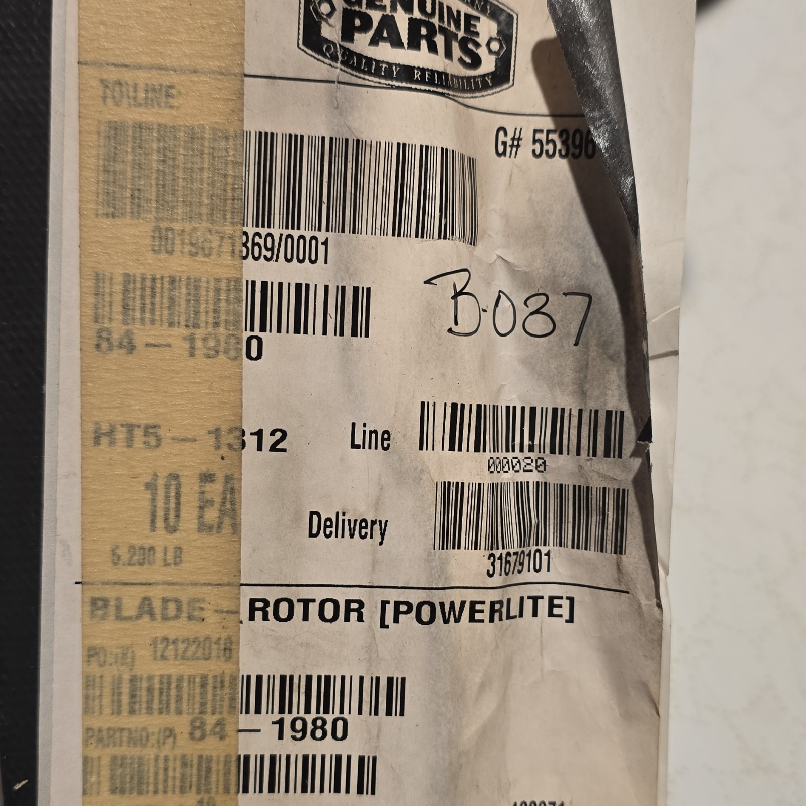 NEW GENUINE OEM TORO PART # 84-1980 ROTOR BLADE;REP.75-9090, 80-0660