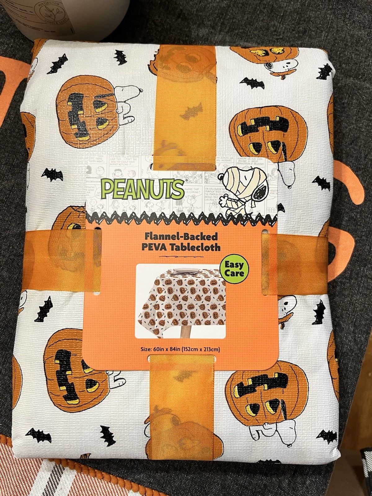 2025 Peanuts SNOOPY HALLOWEEN PUMPKINS Flannel Backed PEVA Tablecloth 60\ 2025 Peanuts SNOOPY HALLOWEEN PUMPKINS Flannel Backed PEVA Tablecloth 60\