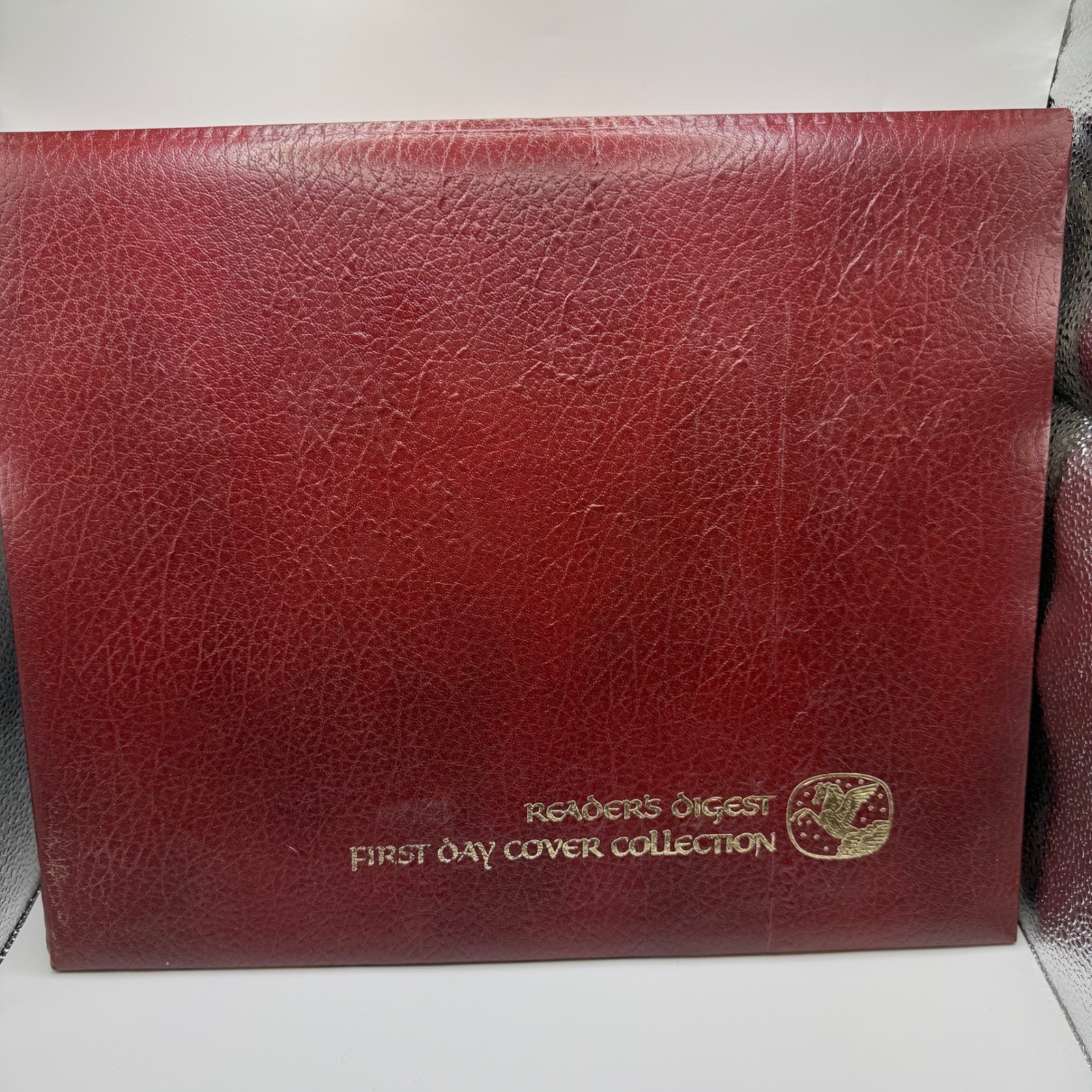 Vintage 1977 Readers Digest First Day Cover Collection Stamp Album COA Burgundy