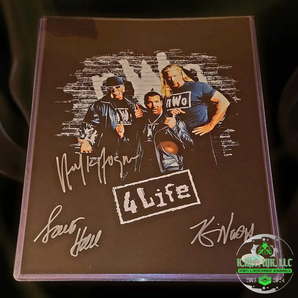 *WCW/WWE HOLLYWOOD HOGAN/NASH/HALL NWO 3X SIGNED AUTOGRAPHED 11X14 NWO PHOTO W/J