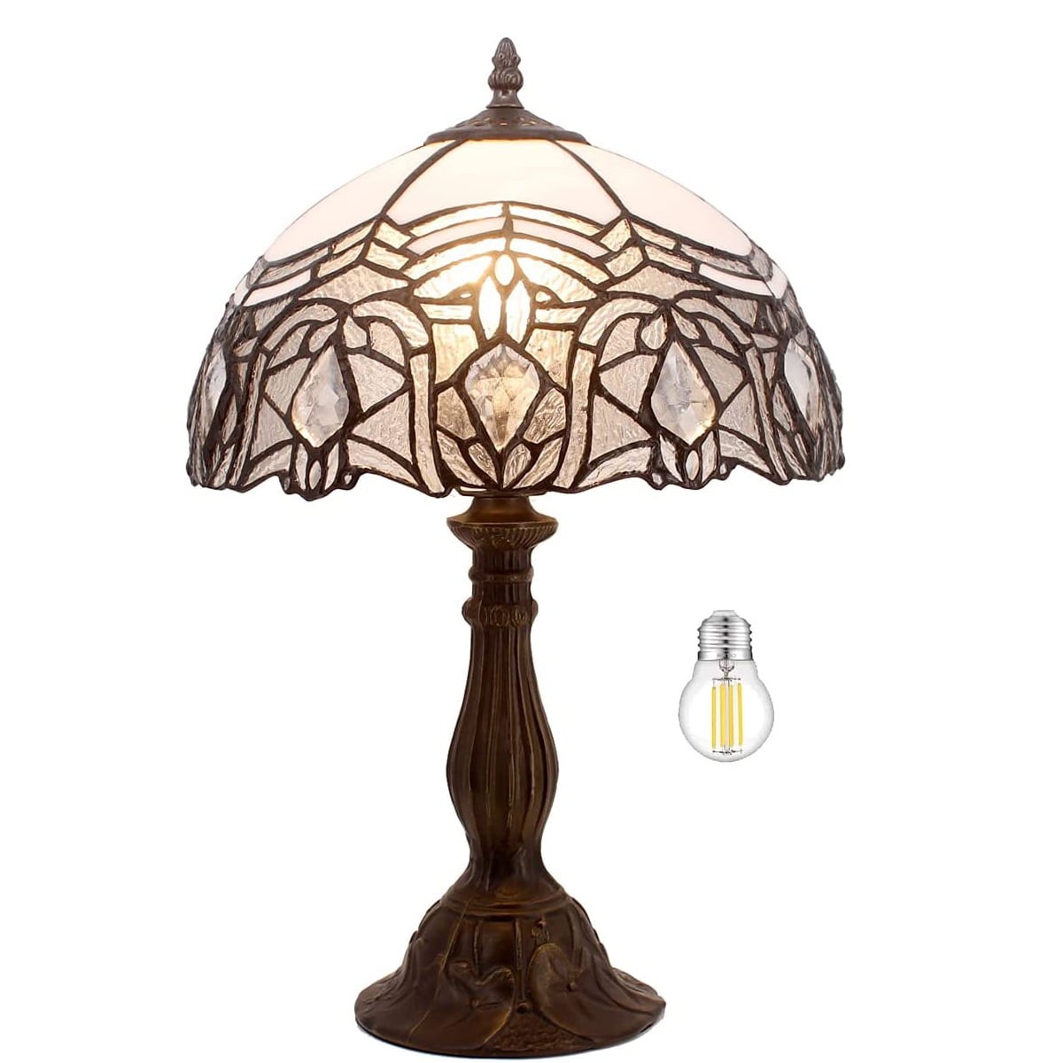 WERFACTORY Tiffany Table Lamp, Handcrafted Art Nouveau Design, Multicolor