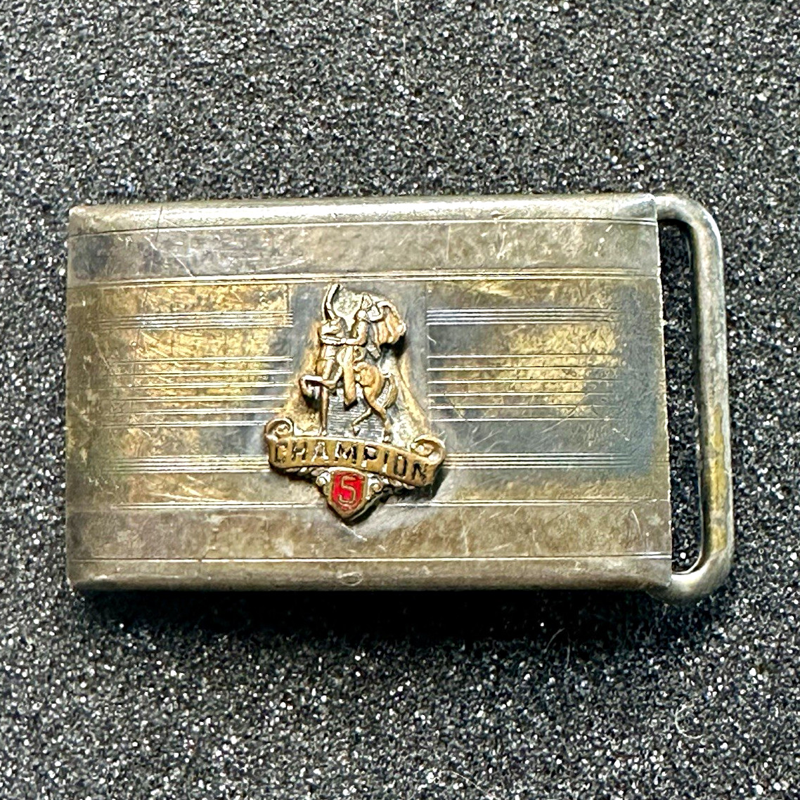 Hickok Sterling Silver Vintage 1940s Slide Belt Buckle Champion Logo 10KT GF Hickok Sterling Silver Vintage 1940s Slide Belt Buckle Champion Logo 10KT GF