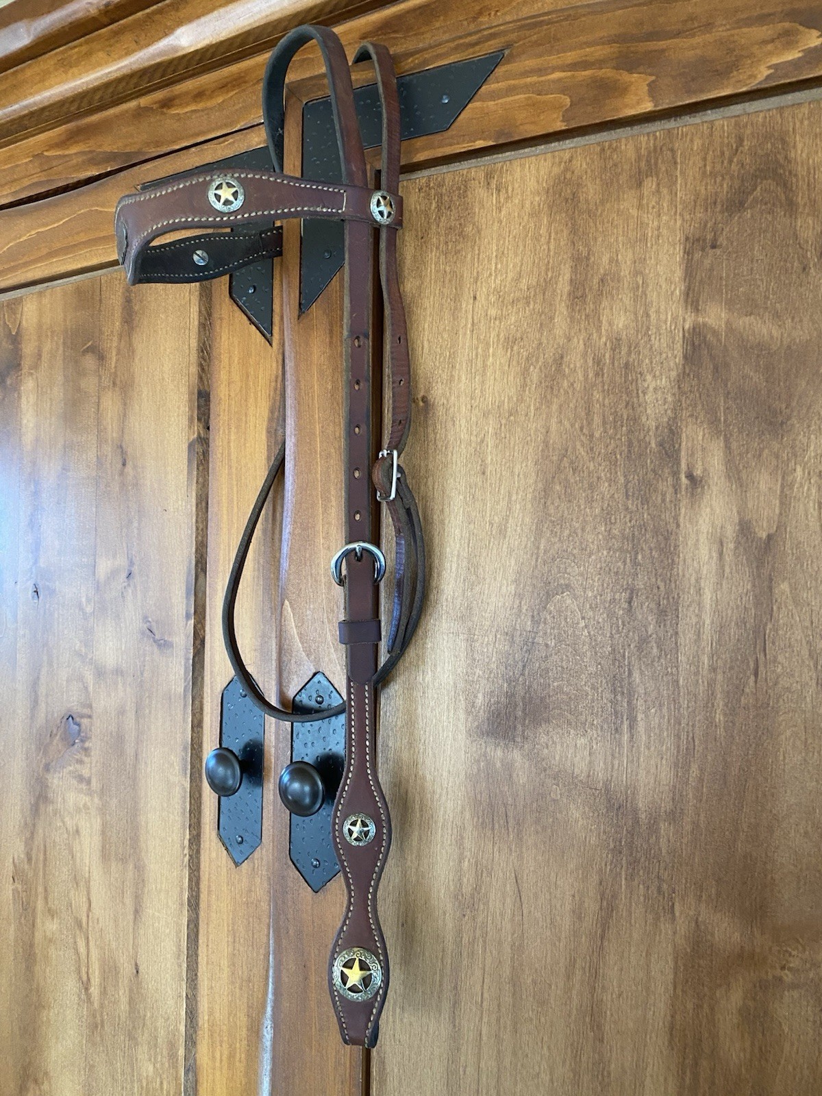 Weaver Texas Star Vintage Large Headstall. Custom Silver On Center Of Browband. Weaver Texas Star Vintage Large Headstall. Custom Silver On Center Of Browband.
