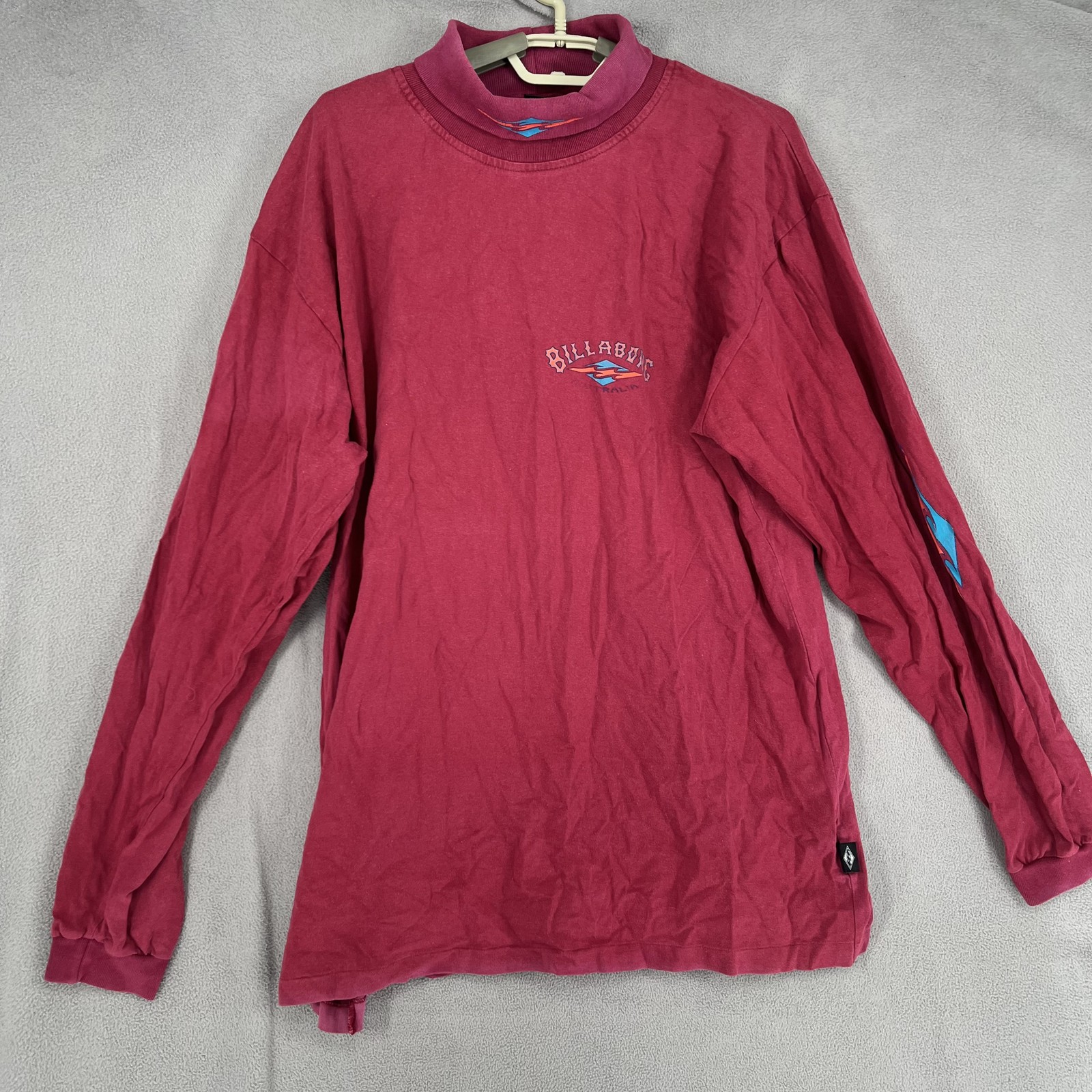 Vintage Billabong Jumper Mens Extra Large Red Y2K Surf Mock Neck Australia