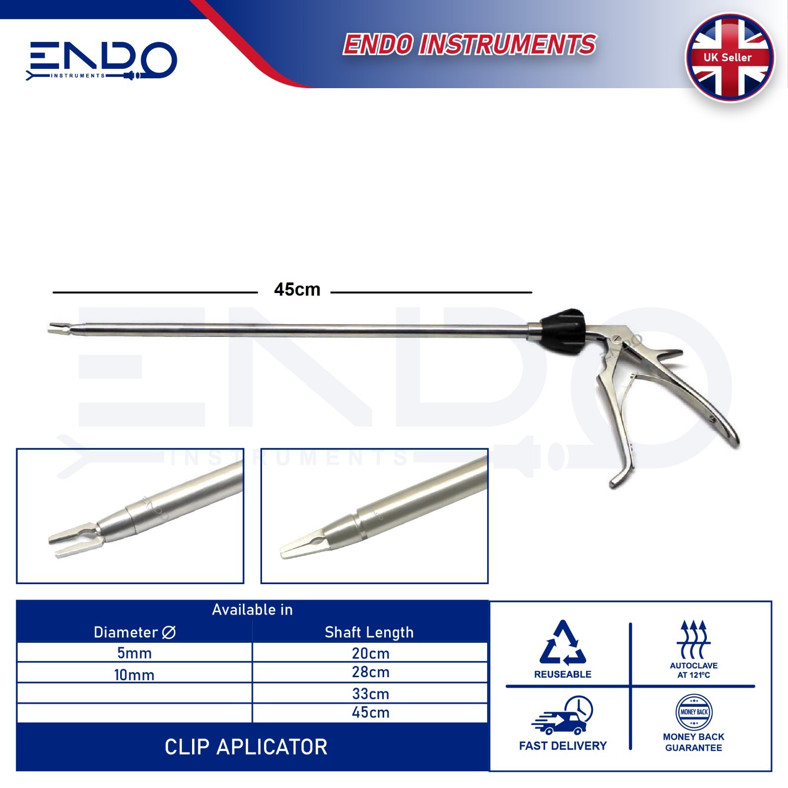 ENDO New Laparoscopic 5mm 45cm Titanium Clip Applier Applicator LT100 LT200 CE