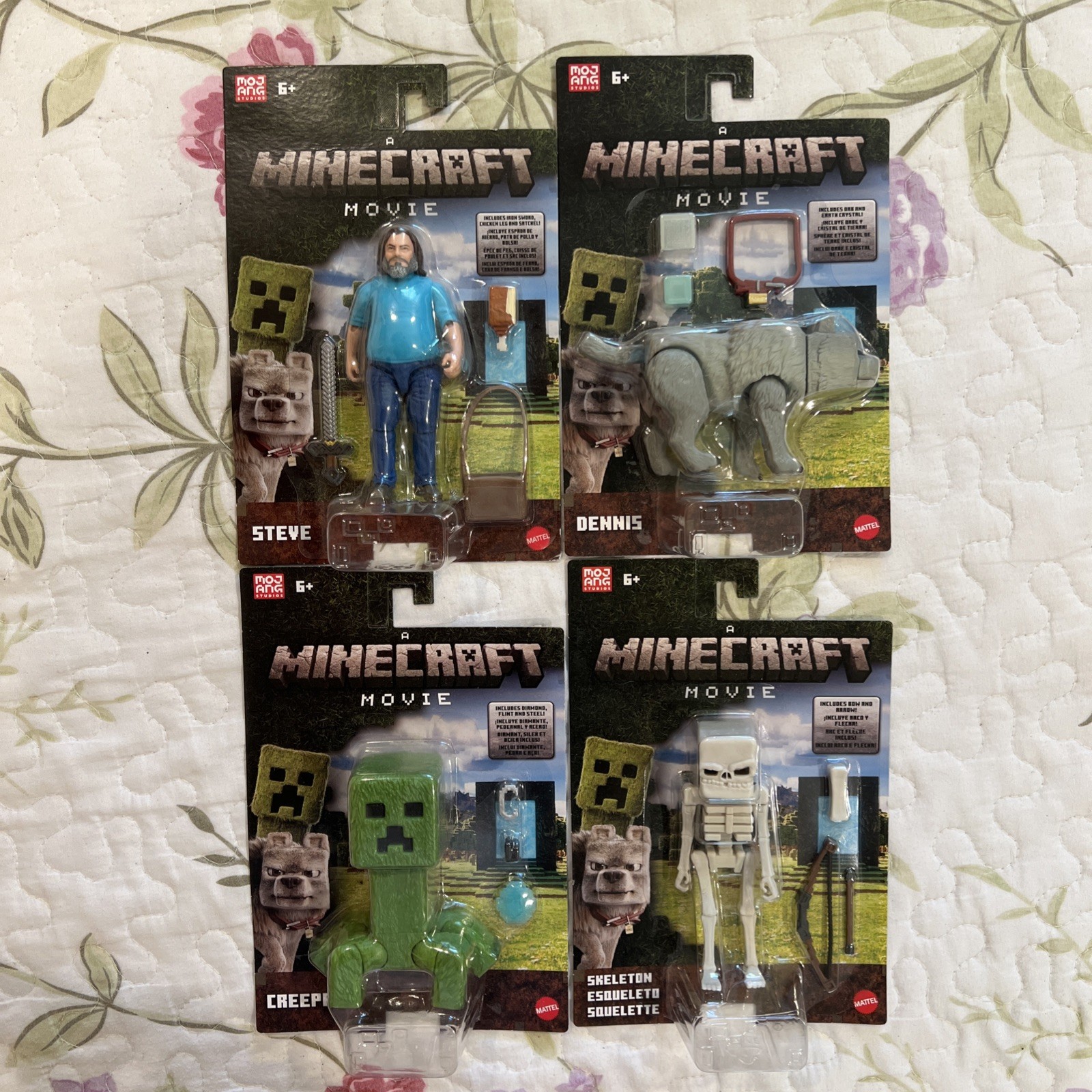 NIB A Minecraft Movie Mojang Mattel Steve (Jack Black) Dennis Creeper Skeleton NIB A Minecraft Movie Mojang Mattel Steve (Jack Black) Dennis Creeper Skeleton