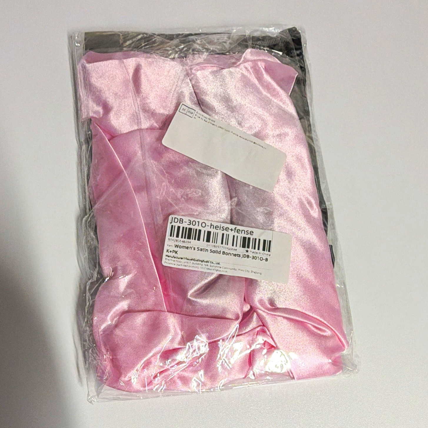 Women’s Satin Hair Wrap Bonnet Reusable Pink/Black JDB-3010-B
