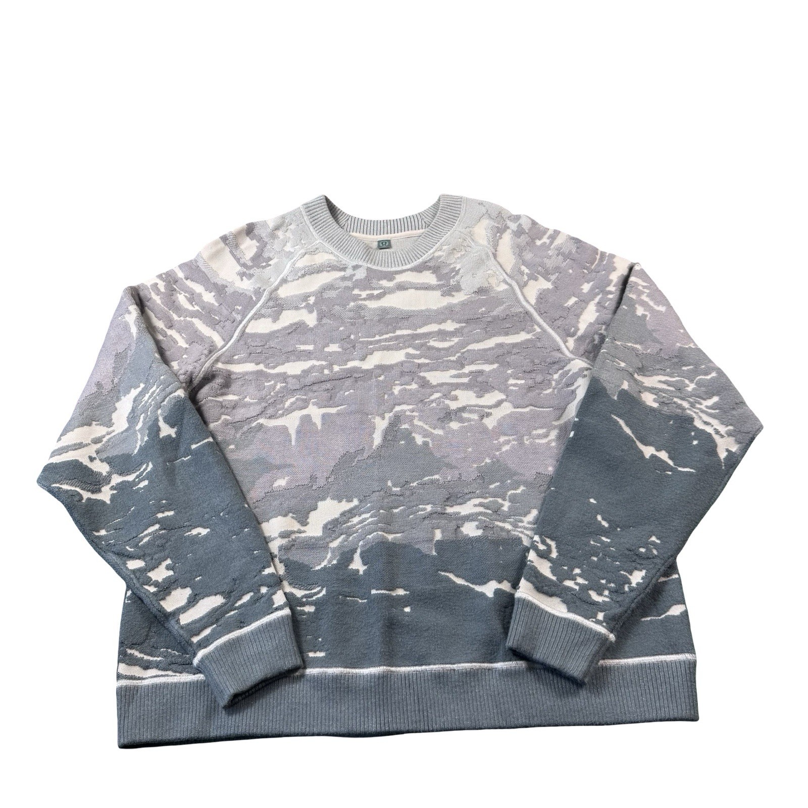 Lululemon Lab Mens Jacquard Knit Camo Gradient Crewneck Sweater Gray S LM3DYOS Lululemon Lab Mens Jacquard Knit Camo Gradient Crewneck Sweater Gray S LM3DYOS