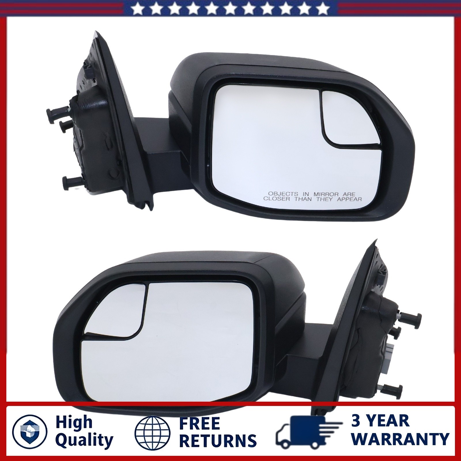 Pair Power Door Mirror Heated Texturized Black For 22-25 Ford Maverick XL XLT