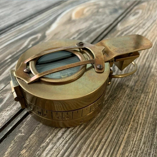 Antique Vintage Solid Brass WWII Military Pocket Compass GiftFor X-Mass