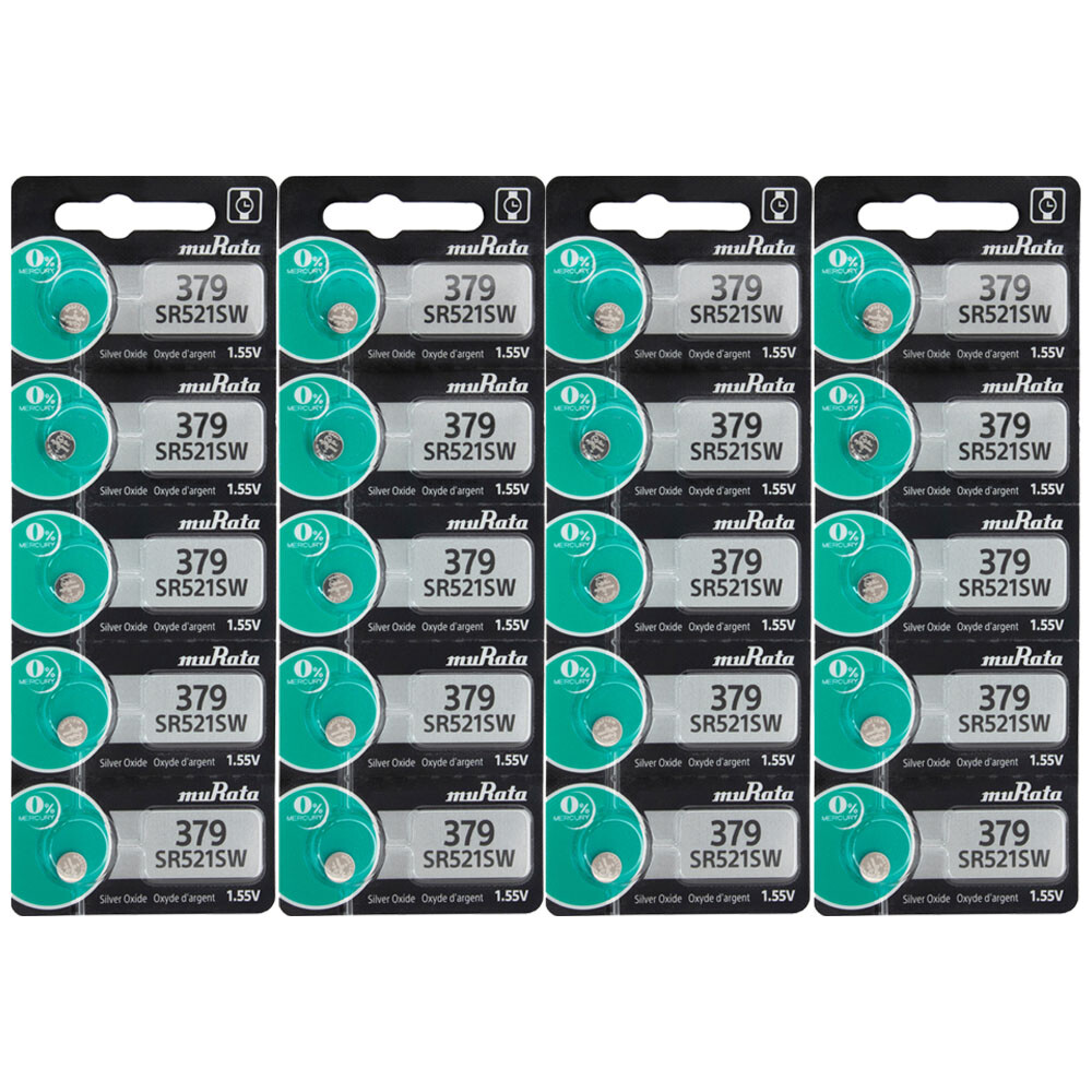 20 Murata Replaces Sony 379 SR521SW SR521W Button Cell Silver Oxide Battery