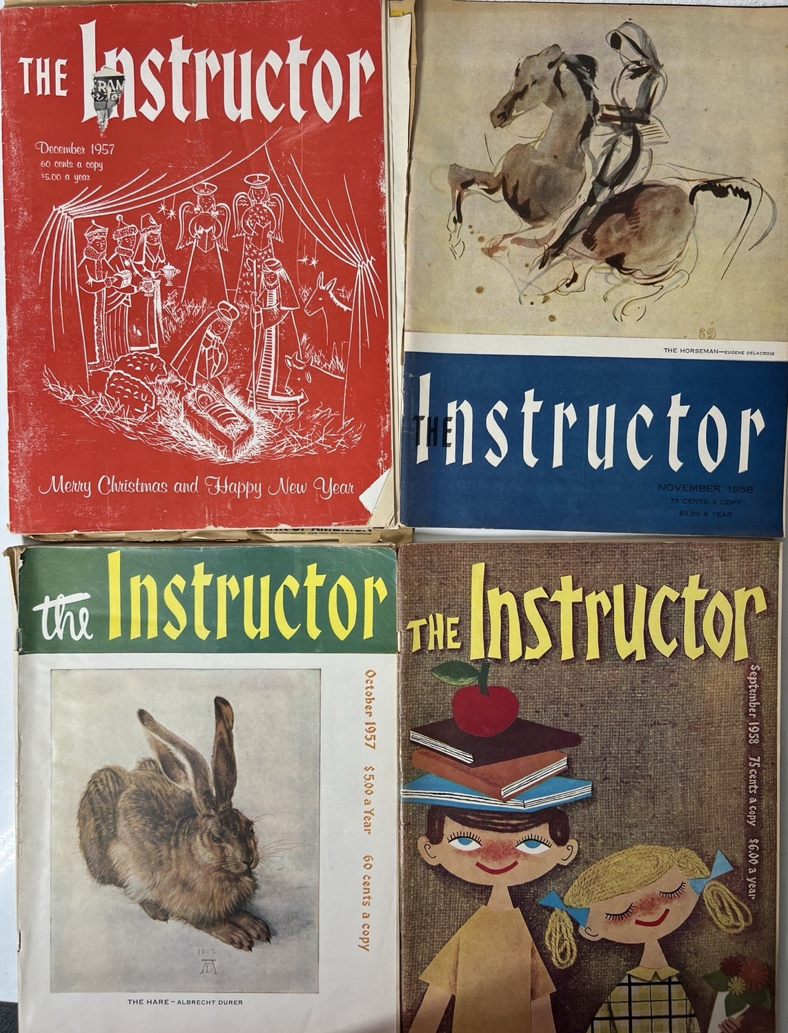 Vintage The Instructor Magazine Lot of 4 1957-1958 Education School Art