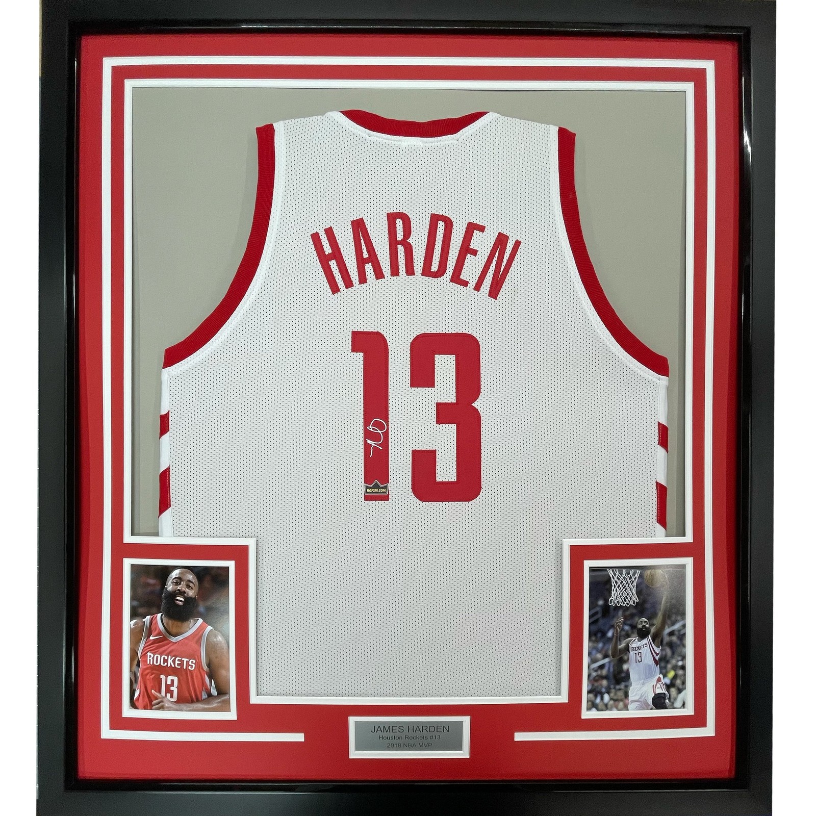 Framed Facsimile Autographed James Harden 35x39 White Jersey Framed Facsimile Autographed James Harden 35x39 White Jersey