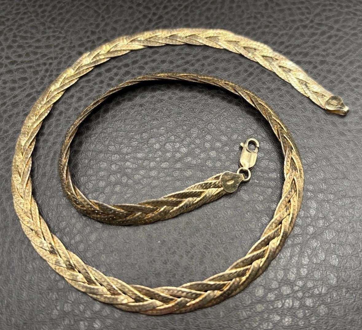 Vintage 7.5MM Vermeil 925 Sterling Silver Braided Woven Chain Necklace 20 Vintage 7.5MM Vermeil 925 Sterling Silver Braided Woven Chain Necklace 20