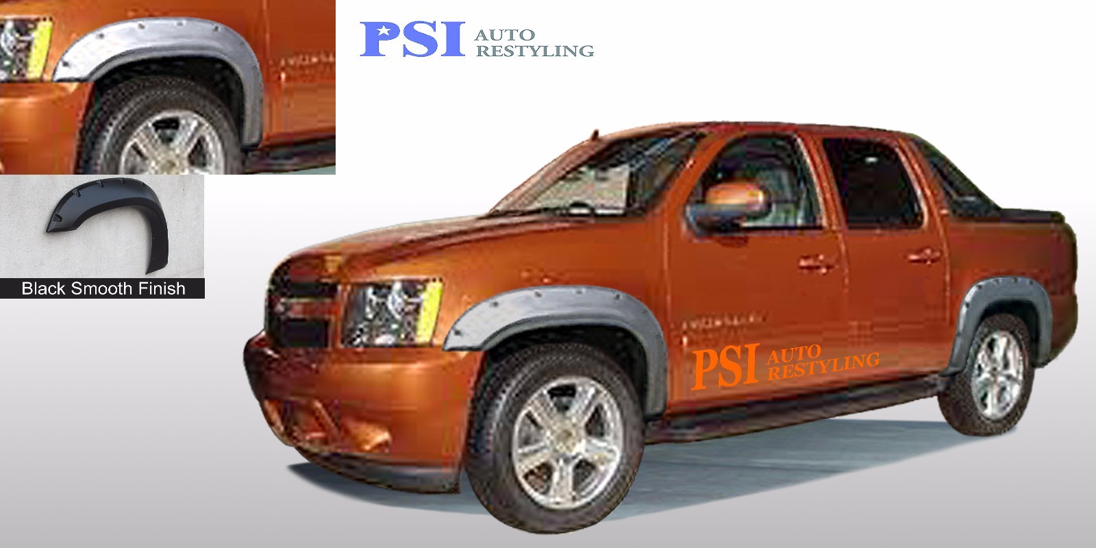 Black Paintable Pocket Rivet Bolt Fender Flares 2007-2013 Chevrolet Avalanche