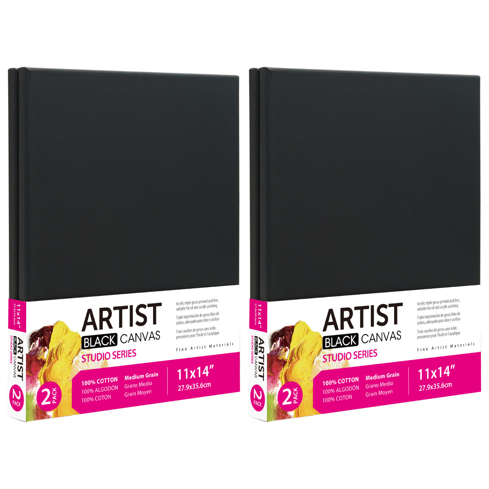 2 Packs Studio Stretched Canvas 100% Cotton Acid-Free Black 11 x 14 2 Packs Studio Stretched Canvas 100% Cotton Acid-Free Black 11 x 14
