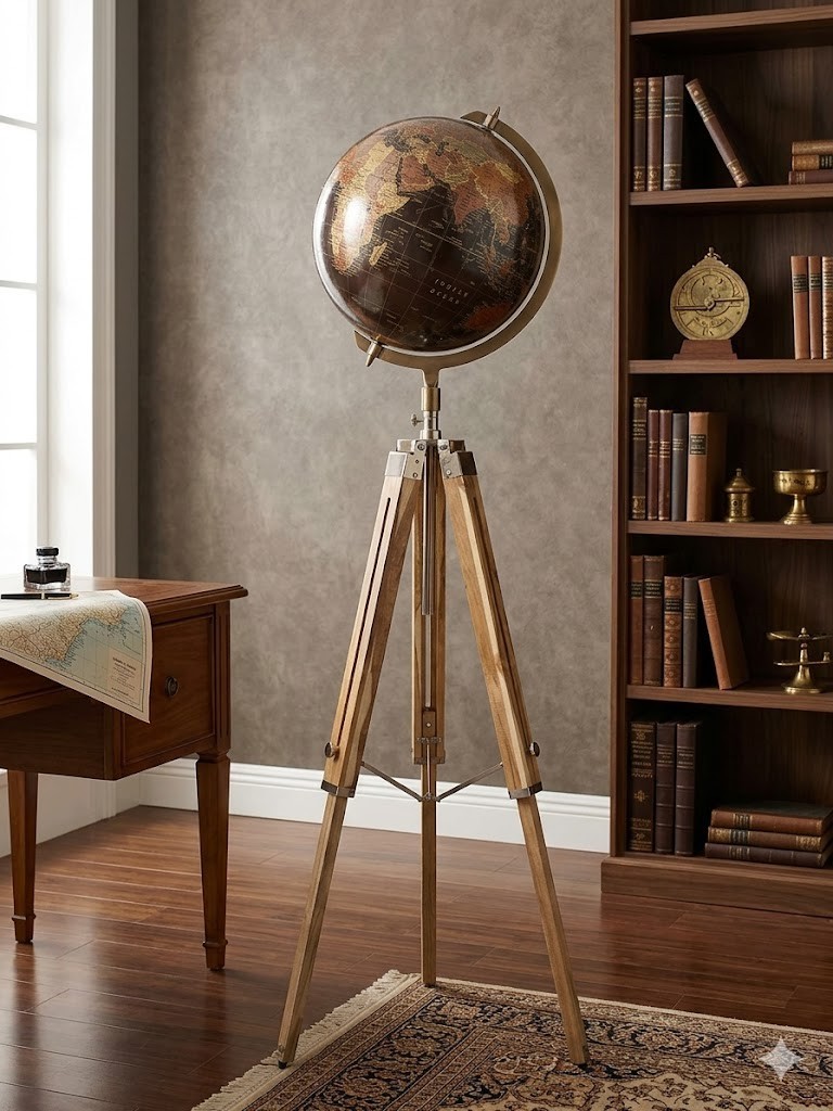 Big Floor World Globe on Adjustable Wooden Tripod Stand 12″ Atlas Decor gift