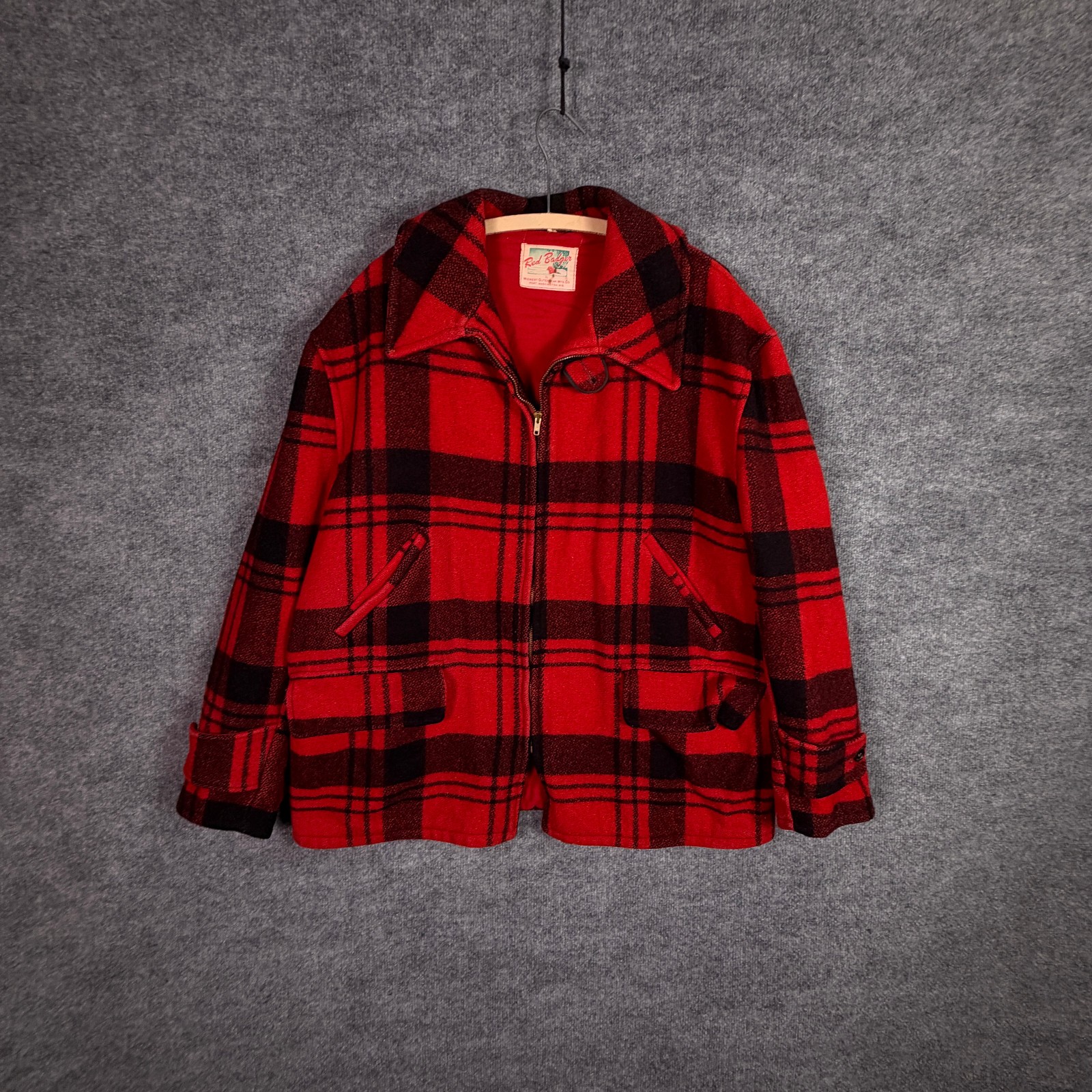 VTG 40s Mackinaw Cruiser Jacket XL Buffalo Plaid Moleskin Lined Filson Style 50s