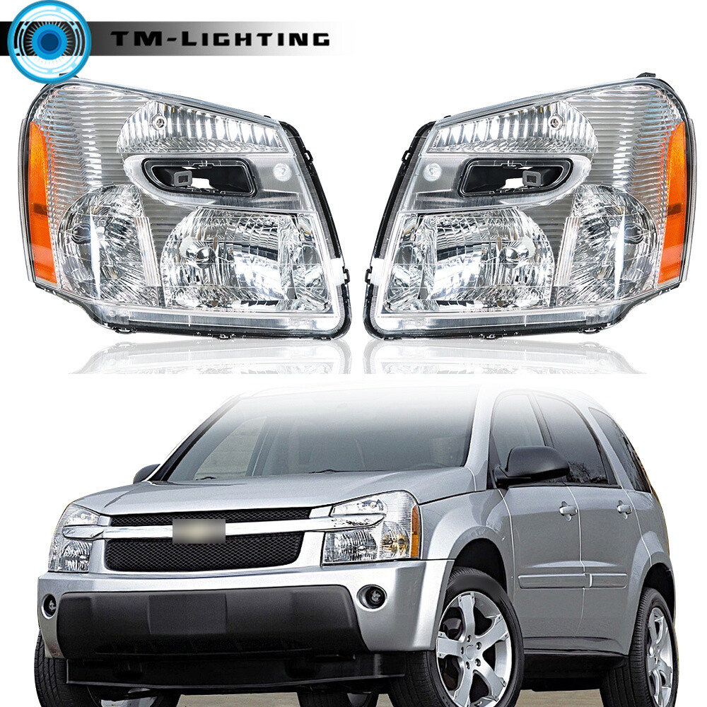 For 2005 06-2009 Chevrolet Equinox Halogen Headlights Chrome Housing Left+Right
