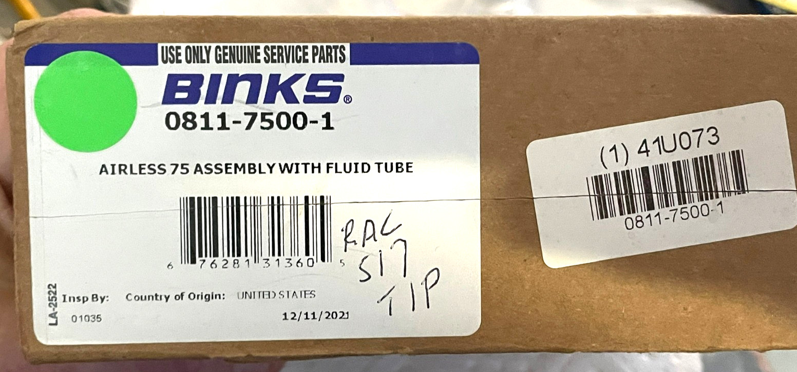 BINKS AIRLESS GUN  MODEL 75   0811-7500-01  NIB + 2 BONUS ITEM WORTH OVER $200