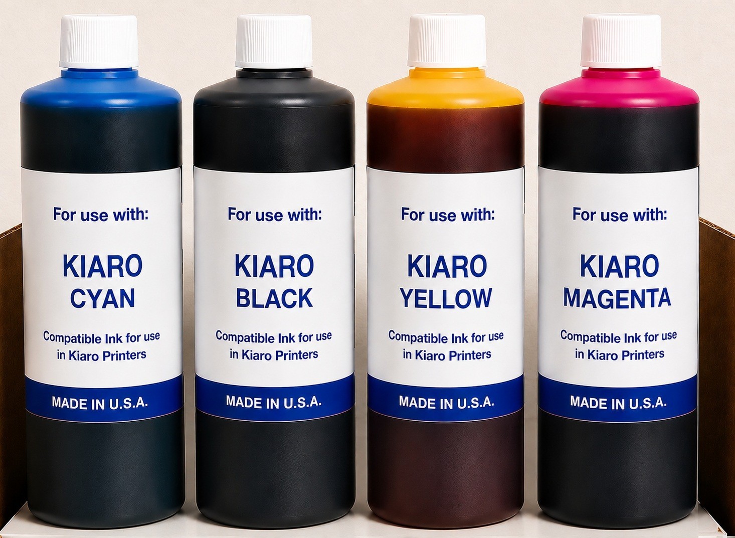 4 PREMIUM COMPATIBLE BULK INK REFILL Kiaro QuickLabel, QL-120x (CYMK) 4000ML 4 PREMIUM COMPATIBLE BULK INK REFILL Kiaro QuickLabel, QL-120x (CYMK) 4000ML