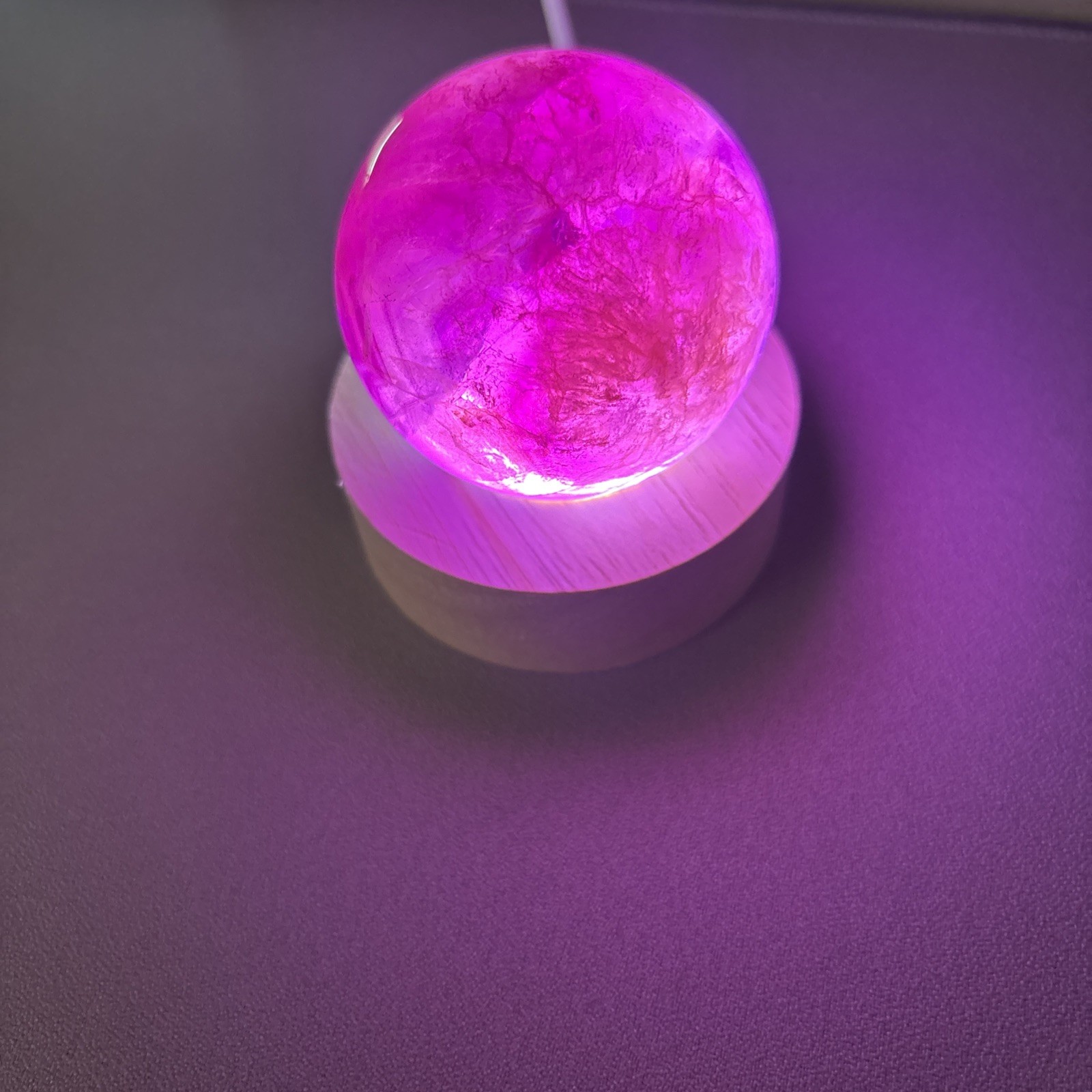 Amethyst Crystal Ball LED Lamp – Wooden Base, USB Powered, Ambient Mood 5 LEFT Amethyst Crystal Ball LED Lamp – Wooden Base, USB Powered, Ambient Mood 5 LEFT