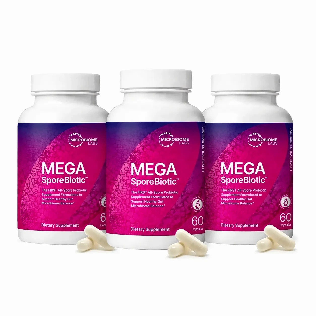 NEW！Mega Sporebiotic 60 Capsules Microbiome Labs, probiotic supplement - 3 PACK