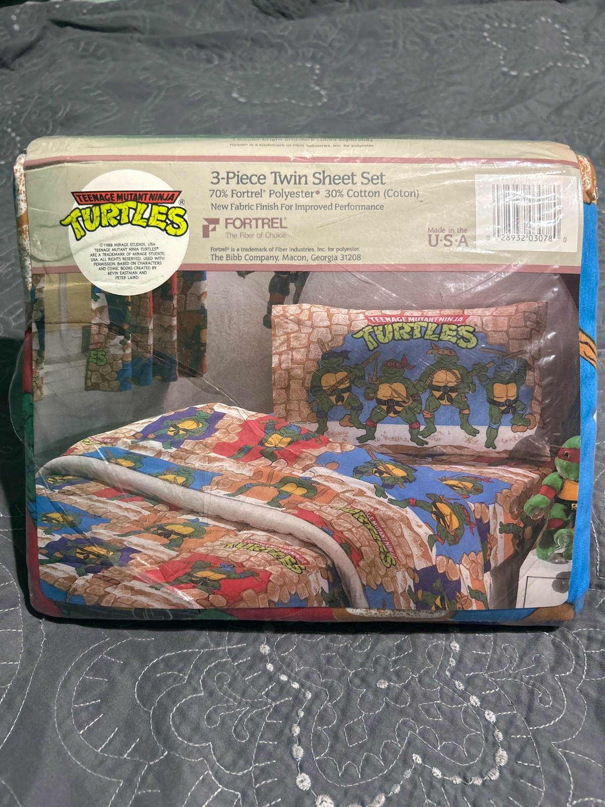 1988 Vintage The Bibb Company Teenage Mutant Ninja 3 Piece Twin Sheet Set